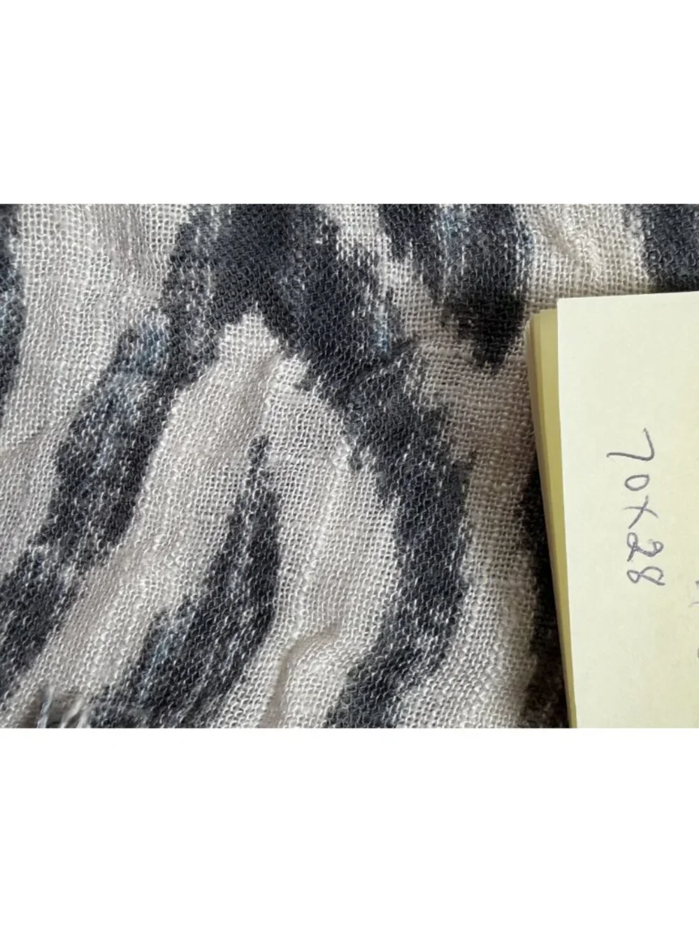 AX Armani Exchange Zebra Print Scarf White Black Fringe One Size 70x28 Boho